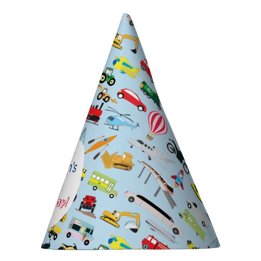 交通カラフル車の子供の名前 パーティーハット (右)