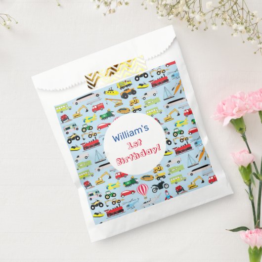 交通カラフル車の子供の名前 フェイバーバッグ (封をした状態)