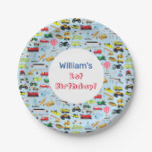 交通カラフル車の子供の名前 ペーパープレート (正面)