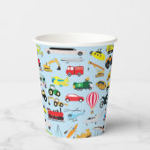 交通カラフル車の子供の名前 紙コップ (裏面)