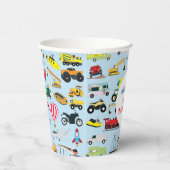交通カラフル車の子供の名前 紙コップ (右)