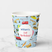 交通カラフル車の子供の名前 紙コップ (正面)