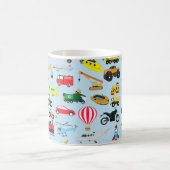 交通カラフル車キッズパターン コーヒーマグカップ (中央)