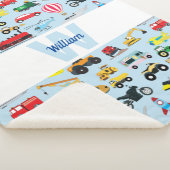 交通カラフル車キッズパターン シェルパブランケット (3/4)