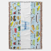 交通カラフル車キッズパターン スローブランケット (正面縦)