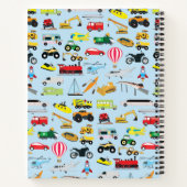 交通カラフル車キッズパターン ノートブック (裏面)