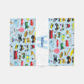 交通カラフル車キッズパターン フリースブランケット (正面(横))