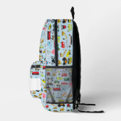 交通カラフル車キッズパターン プリントバックパック (右)