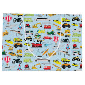 交通カラフル車キッズパターン ラージペーパーバッグ (裏面)