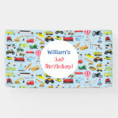 交通カラフル車子供の誕生日 横断幕 (横)