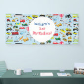 交通カラフル車子供の誕生日 横断幕 (トレードショー)