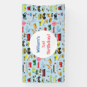 交通カラフル車子供の誕生日 横断幕 (縦)