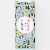 交通カラフル車子供の誕生日 横断幕 (縦)