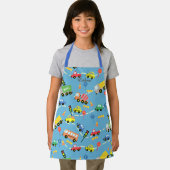 交通キッズブルー。オールオーバープリントエプロン エプロン (インサイチュ)