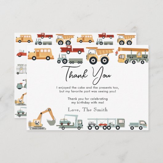 交通シティトラック誕生日サンキューカード サンキューカード (正面/裏面)