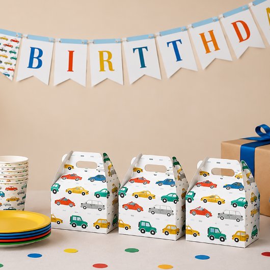 交通テーマの誕生日ラッピングペーパー 大 フェイバーボックス