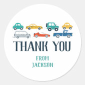 交通テーマ誕生日サンキュー ラウンドシール (正面)