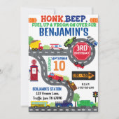 交通テーマ誕生日パーティーの招待 招待状 (正面)