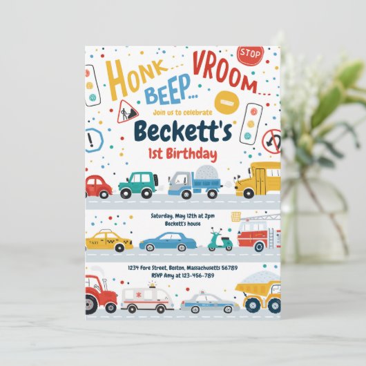 交通トラックダイガースカーバースデーパーティー 招待状 (スタンド正面)