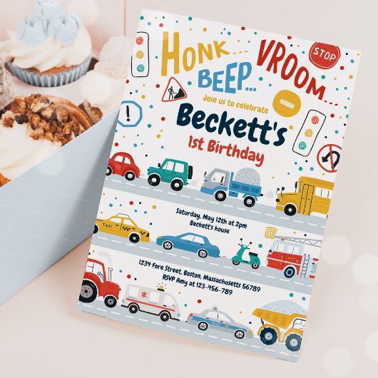 交通トラックダイガースカーバースデーパーティー 招待状