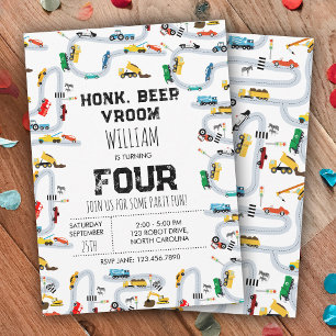 交通トラックホンクビープVroom誕生日 招待状