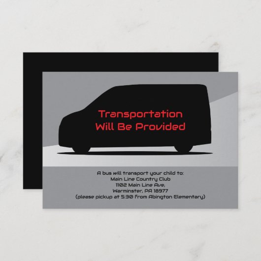 交通パーティーバスカード輸送ミニバン エンクロージャーカード (正面/裏面)