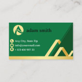 交通ブローカーの名刺グリーンと金ゴールド 名刺 (裏面)