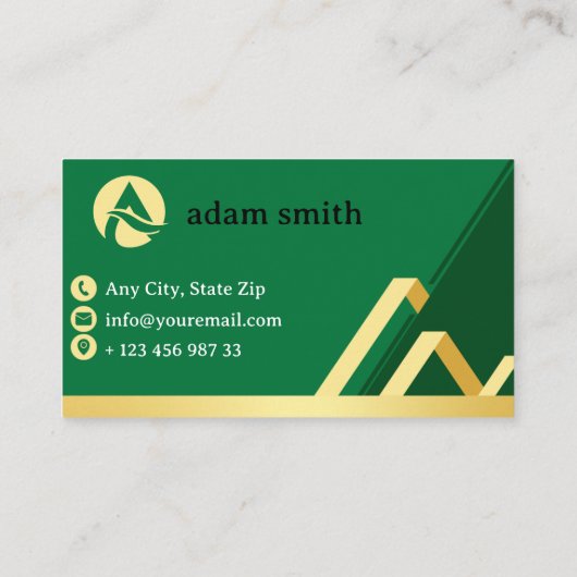 交通ブローカーの名刺グリーンと金ゴールド 名刺 (裏面)