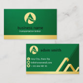 交通ブローカーの名刺グリーンと金ゴールド 名刺 (正面/裏面)