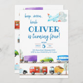 交通ボーイ誕生日招待状 招待状 (正面/裏面)