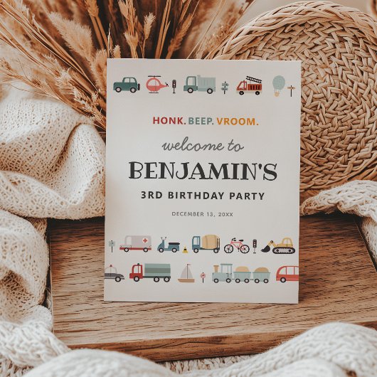 交通モダン誕生日ウェルカムサイン 台座サイン