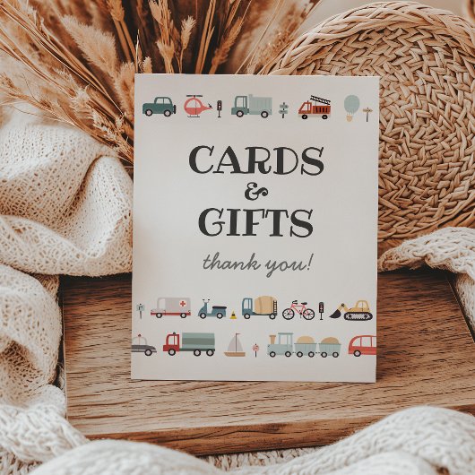 交通モダン誕生日カード・ギフト券 台座サイン