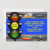 交通レースカーのダンプトラックバストラクターの招待 招待状 (正面)