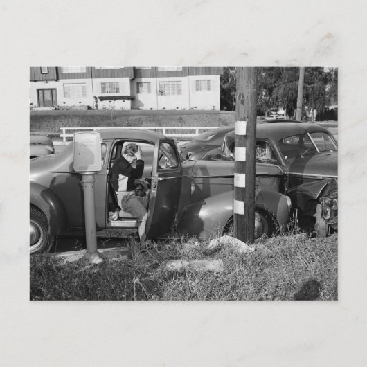 交通事故、ロサンゼルス、1951 ヴィンテージ ポストカード (正面)