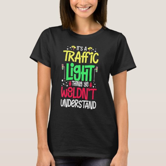 交通信号機 緑 黄色 赤 停止 ストップライト Tシャツ (正面)