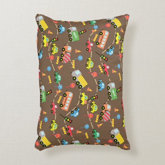 交通少年の茶色 アクセントクッション (正面(垂直))