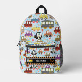 交通少年の青 プリントバックパック (正面)