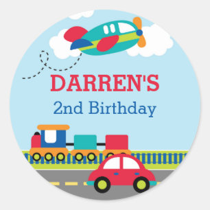 交通少年誕生日がステッカーを好む ラウンドシール