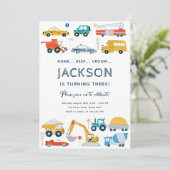 交通市車とトラックボーイ誕生日 招待状 (スタンド正面)