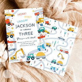 交通市車とトラックボーイ誕生日 招待状