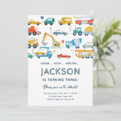 交通市車とトラックボーイ誕生日 招待状 (スタンド正面)