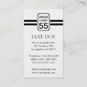 交通弁護士弁護士の法律の制限速度の印 名刺 (裏面)