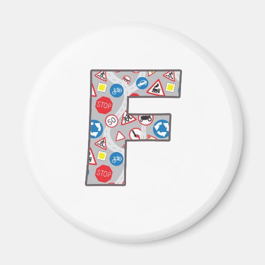 交通標識おもしろいF マグネット (正面)