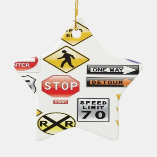 交通標識および信号のデザイン セラミックオーナメント (正面)