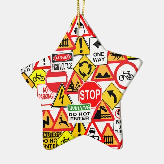 交通標識のオーナメント-カスタマイズ! セラミックオーナメント (左)