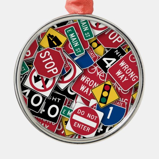 交通標識のデザイン メタルオーナメント (正面)