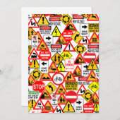 交通標識の招待-カスタマイズ 招待状 (正面/裏面)