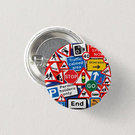 交通標識 缶バッジ (正面&裏面)