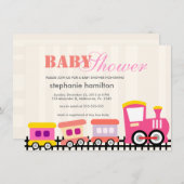 交通機カスタム関の赤ちゃんガールシャワー 招待状 (正面/裏面)