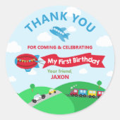 交通機関の列車 1歳の誕生日お礼のギフト ラウンドシール (正面)